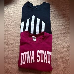 Iowa State crewneck sweatshirts, size large, black and red